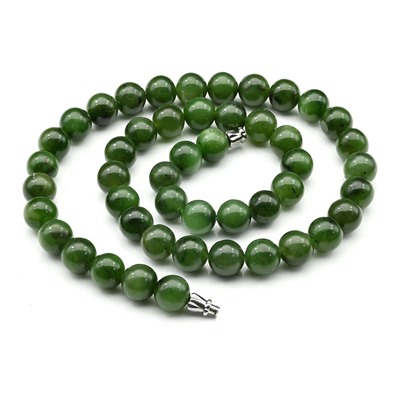 Бусы из Байкальского нефрита шарик 8мм, 43см, 40г
