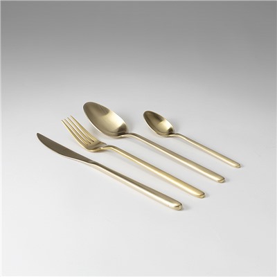 Набор столовых приборов Pure, золотистые матовые, 16 пред.