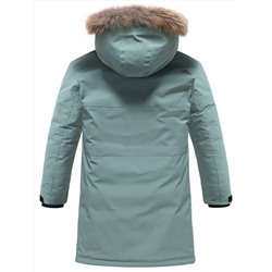 Парка зимняя мужская с капюшоном и мехом енот зеленого цвета 9537-1Z