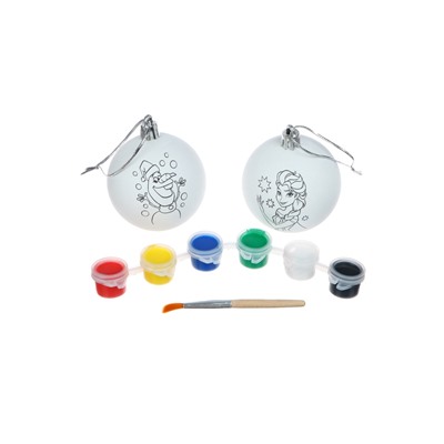 УЦЕНКА Елочные шары под раскраску, 2 шт., краски, Холодное Сердце