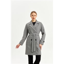 Пальто женское демисезонное 22970 (серый/ёлочка)
