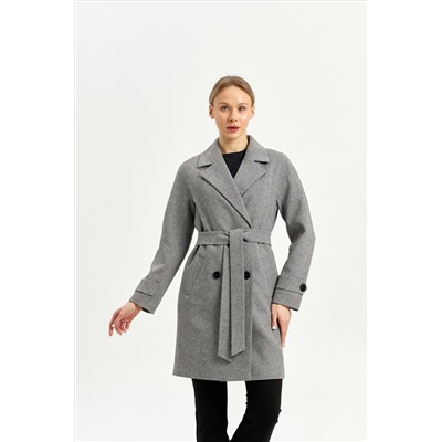 Пальто женское демисезонное 22970 (серый/ёлочка)