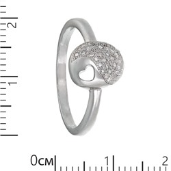 Кольцо с сердечком и фианитами ТФКН.148ФТ-