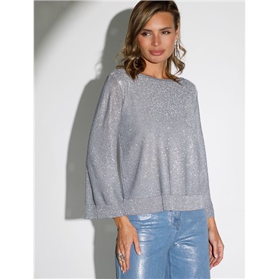 Джемпер свободный тонкой вязки из вискозы с люрексом