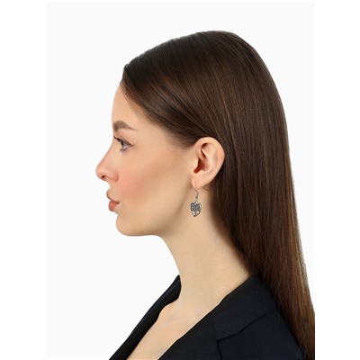 Серьги металл «Любовь» древо в сердце, цвет чернёное серебро