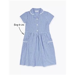 Girls' Pure Cotton Gingham School Dress (2-14 Yrs)