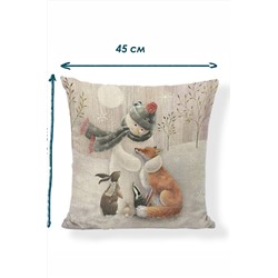 Наволочка декоративная рогожка Снеговик 1 шт