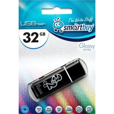 USB Flash  32GB SmartBuy Glossy черный 2.0