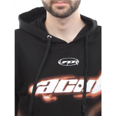 2652 BLACK/ORANGE Толстовка мужская (75% хлопок, 20% полиэстер, 5% спандекс)
