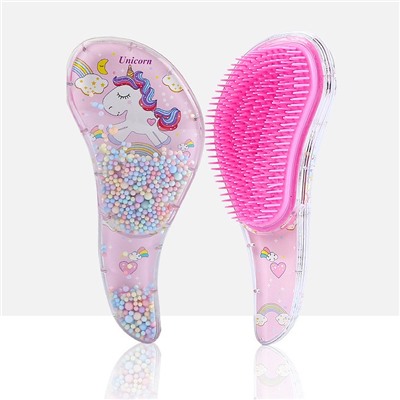 Детская массажная мини-расческа с шариками и единорогом