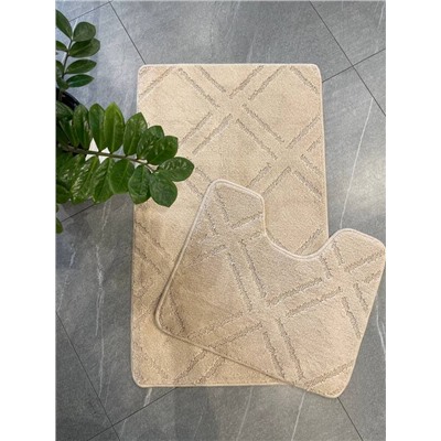 Комплект ковриков для ванной и туалета My Crystal ромб 50*60см, 60*100см бежевый