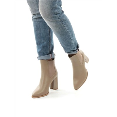 01-PCT168-2 DK.BEIGE Ботинки Челси демисезонные женские (натуральная кожа, байка)