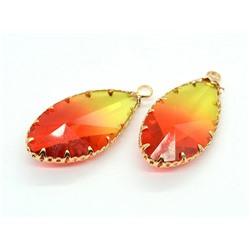 Подвеска с цирконом капля 15*32мм, цв.желто-алый