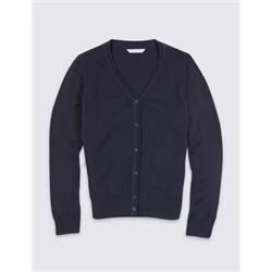Girls' Pure Cotton School Cardigan  (3-16 Yrs)