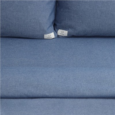 Постельное бельё Этель Denim 1.5 сп, 155×210 см, 160×240 см, 50×70-2 шт., синее, жатый хлопок