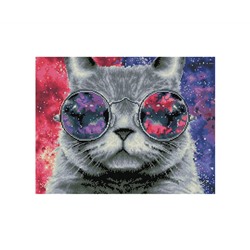 Алмазная мозаика ТРИ СОВЫ "Кошачий космос", 40*50см, холст на деревянном подрамнике, картонная коробка с пластиковой ручкой