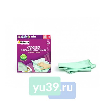Салфетка Paterra Professional для стекл и зеркал с микрофиброй, 35 x 35 см.