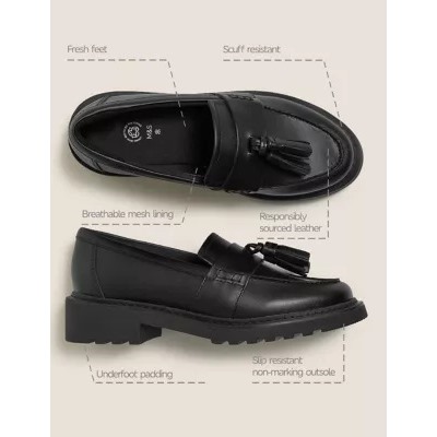Kids' Leather Slip-on School Shoes (13 Small-7 Large)