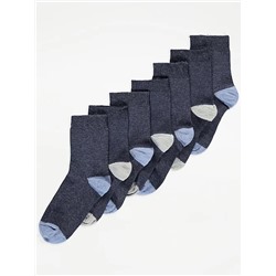 Blue Cotton Blend Ankle Socks 7 Pack