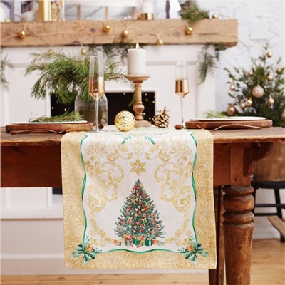 Дорожка на стол новогодняя Golden Christmas 40*147 см, 100% хлопок, саржа 190гр/м3