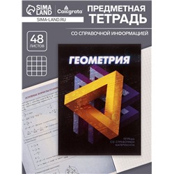 Тетрадь предметная 48 листов в клетку Calligrata «3D. Геометрия», серые листы