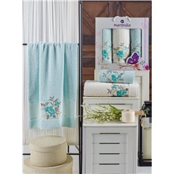 Набор полотенец махровых Dreams Flower Merzuka<3 предмета 50*90-2шт+70*140, мятный> (арт.10677, 10678)