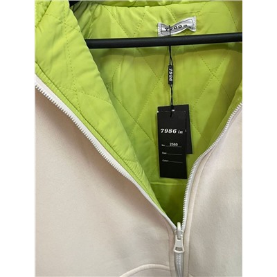 2560 BEIGE/YELLOW-GREEN Худи женское (50 гр. синтепон)