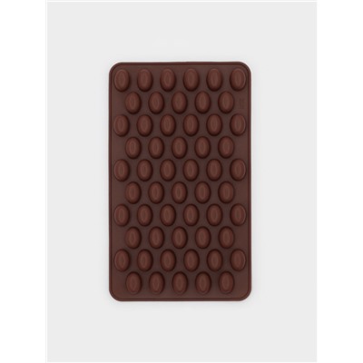 Форма для мармелада Доляна «Кофейные бобы», силикон, 18.5×11×1 см, 55 ячеек (1.6×1.2 см), коричневая