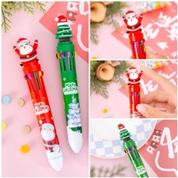 Канцелярский набор "Новогодний" (Ручка 10 цветов + Блокнот + Наклейки)