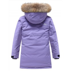 Парка зимняя подростковая для девочки с капюшоном и мехом фиолетового цвета 9532F