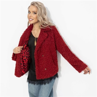 Полупальто из мягкого экомеха, Слишком заметна (красный закат, oversize, 42-48)