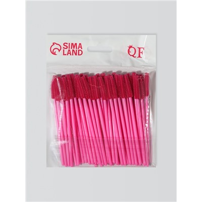 Щёточки для бровей и ресниц, силиконовые, набор - 50 шт., 10.5 см, розовая