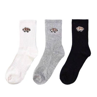 Tide, Japanese embroidery, thin sports cotton knee socks for men and women, with embroidery