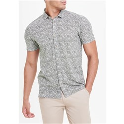 Short Sleeve Feather Print Shirt