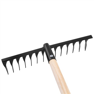 Грабли стальные, 350х1300 мм, 14 витых зубьев, деревянный черенок, Сибртех