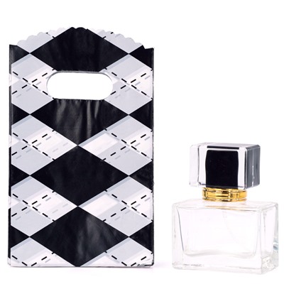 Пакет подарочный Ромбы 9*15 чёрно-белый