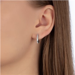 Серьги с фианитом родированные серебро 925*