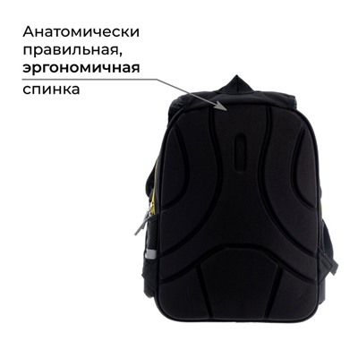 Рюкзак каркасный школьный, 39 х 30 х 14 см, Calligrata "Желтая тачка"