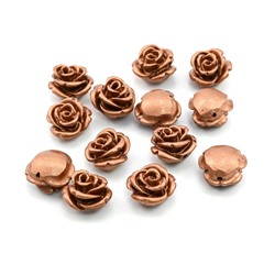 Разделитель-бусина П, Розочка 12мм, цв.бронзовый, отверстие 1мм.