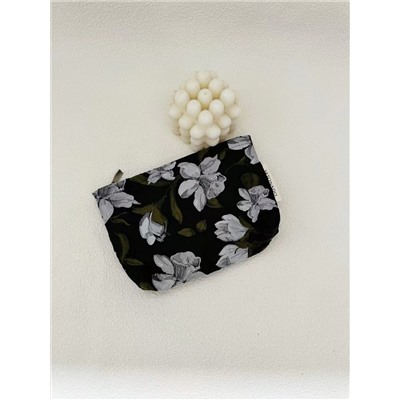 Retro capacious cosmetic bag, handheld organizer bag to go out, liner, flowered