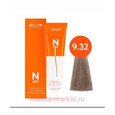 OLLIN "N-JOY" 9/32 – блондин золотисто-фиолетовый, перманентная крем-краска для волос 100мл