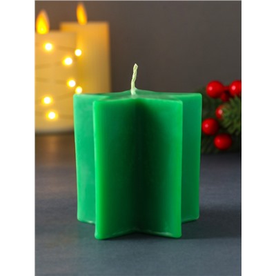 Свеча декоративная «Большая звезда», 75×75×75 мм, зелёная
