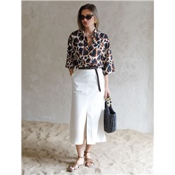 Юбка-миди из хлопка с разрезом