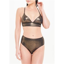 Metallic Ribbed Triangle Bikini Set