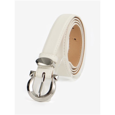 Ремень женский, 110×2.3 см, пряжка металл, серебристая, белый