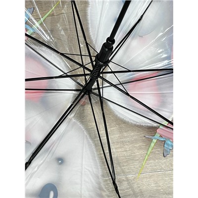 Зонт-трость детский прозрачный с рисунком полуавтомат Арт 2007/1