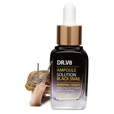 Сыворотка для лица FarmStay DR.V8 Ampoule Solution Black Snail 30 ml