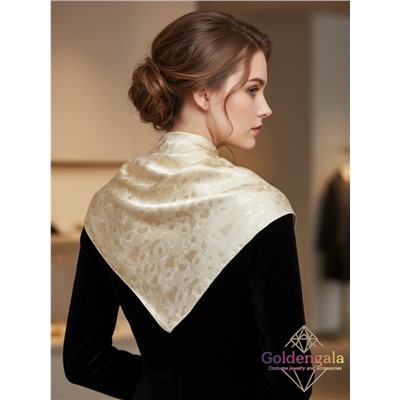 Платок однотонный из натурального шелка золотисто-бежевый светлый Арт В1051/30