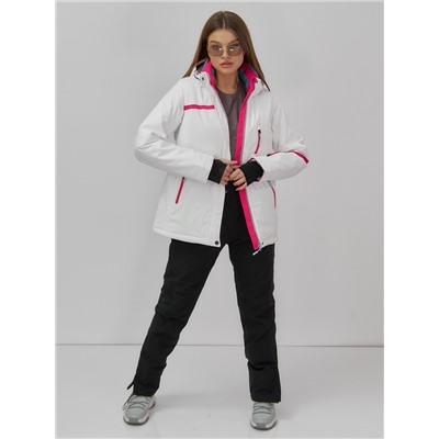 Горнолыжная куртка женская зимняя белого цвета 7091Bl