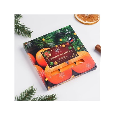 Набор свечей ароматических чайных «Зимний мандарин», 10 г, 9 шт.